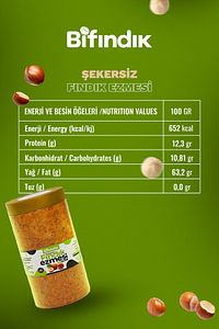 Doğal Şekersiz Fındık Ezmesi Diyabetik Ürün 1kg Katkısız Vegan Glutensiz Sürülebilir %100 Fındıklı ürün fotoğrafı