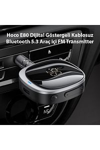 Dijital Göstergeli Kablosuz Bluetooth 5.3 Araç içi FM Transmitter ürün fotoğrafı