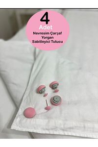 4 Adet Pembe Yorgan Kılıfı Ve Çarşaf Tutucu Sabitleyici Yastık Nevresim Sabitleyici Düzenleyici ürün fotoğrafı