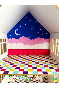 Mobilyasız Bebek Evi, 67 Cm Ahşap Renkli Baskı (çocuk Evi/barbie Oyun Evi) ürün fotoğrafı