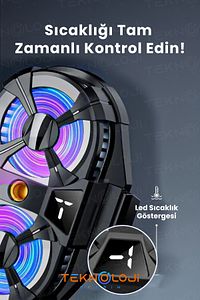 Telefon Soğutucu Fan Çift Pervaneli 3 kademeli Işıklı Göstergeli Bütün Telefon Modelleri İle Uyumlu ürün fotoğrafı