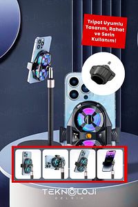 Telefon Soğutucu Fan Çift Pervaneli 3 kademeli Işıklı Göstergeli Bütün Telefon Modelleri İle Uyumlu ürün fotoğrafı