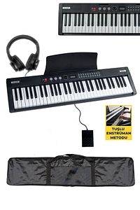 Midex Ps4000bk-set Tuş Hassasiyetli 61 Tuşlu Org Bluetooth Usb Midi ürün fotoğrafı