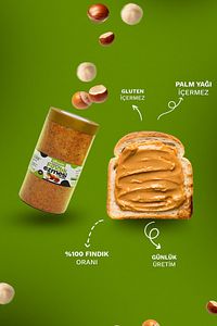 Doğal Şekersiz Fındık Ezmesi Diyabetik Ürün 1kg Katkısız Vegan Glutensiz Sürülebilir %100 Fındıklı ürün fotoğrafı