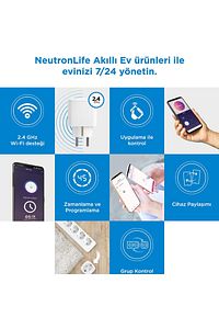 Akıllı Wi-fi Destekli 16a Uzaktan Kontrollü Akım Korumalı Tekli Priz - Uygulama Üzerinden Kontrol ürün fotoğrafı