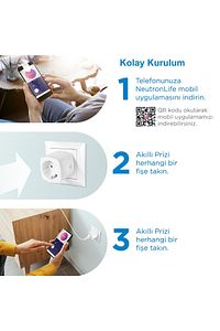 Akıllı Wi-fi Destekli 16a Uzaktan Kontrollü Akım Korumalı Tekli Priz - Uygulama Üzerinden Kontrol ürün fotoğrafı