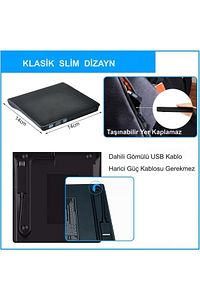 USB 3.0 Taşınabilir CD DVD Yazıcı Okuyucu Windows Mac Dizüstü Masaüstü Bilgisayar ürün fotoğrafı