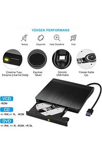 USB 3.0 Taşınabilir CD DVD Yazıcı Okuyucu Windows Mac Dizüstü Masaüstü Bilgisayar ürün fotoğrafı
