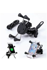 Usb Şarjlı Ayna Bağlantılı Motosiklet Telefon Tutucu Motor Tutacağı ürün fotoğrafı