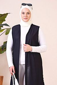 Kadin Tesettur Giyim Buyuk Beden Yazlik Anne Yelek Siyah ürün fotoğrafı