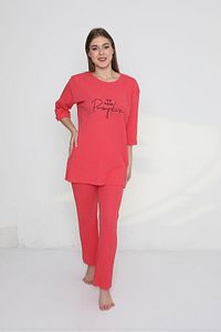 Pumpkin Yazılı Kaşkorse Büyük Beden Kadın Pijama Takımı ürün fotoğrafı
