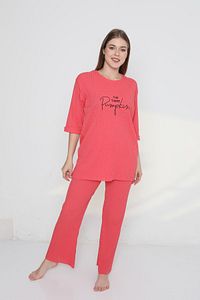 Pumpkin Yazılı Kaşkorse Büyük Beden Kadın Pijama Takımı ürün fotoğrafı