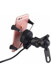 Usb Şarjlı Ayna Bağlantılı Motosiklet Telefon Tutucu Motor Tutacağı ürün fotoğrafı