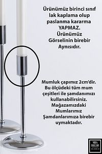 3'lü ( Üçlü ) Düz Ayak Gümüş Şamdan Mumluk Dekoratif Mumluk Ev Dekorasyon Paslanmaz ürün fotoğrafı
