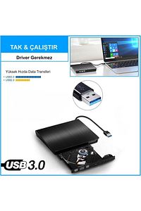 USB 3.0 Taşınabilir CD DVD Yazıcı Okuyucu Windows Mac Dizüstü Masaüstü Bilgisayar ürün fotoğrafı