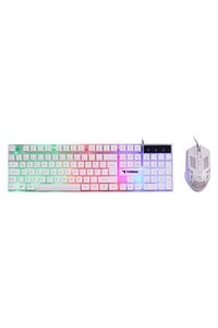 TMK-03 Beyaz Gaming Rgb Işıklı Kablolu Q Klavye Ve Mouse Seti ürün fotoğrafı