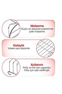 Fritöz Izgarası 3 Şişli Airfryer Aksesuar Teli Ve Ekmek Kızartma Rafı, 2'li Paslanmaz Çelik Set ürün fotoğrafı