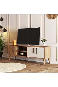 1584 Exxen 150 CM (AHŞAP AYAKLI) Tv Ünitesi Sepet - Beyaz ürün fotoğrafı