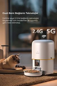 Pet Feeder 1080P Ayarlanabilir Kameralı - Wifili- Kedi Köpek Akıllı Mama Kabı ürün fotoğrafı