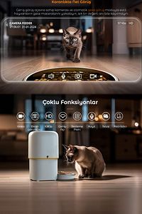 Pet Feeder 1080P Ayarlanabilir Kameralı - Wifili- Kedi Köpek Akıllı Mama Kabı ürün fotoğrafı