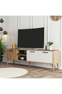 1585 Exxen 180 Cm (AHŞAP AYAKLI) Tv Ünitesi Sepet - Beyaz ürün fotoğrafı