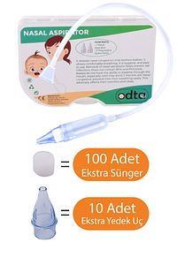 Burun Aspiratörü + 100 Sünger + 10 Yedek Uç | Bebek Nazal Aspiratör | Bebek Burun Temizleyici ürün fotoğrafı
