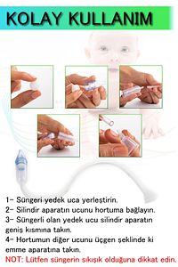 Burun Aspiratörü + 100 Sünger + 10 Yedek Uç | Bebek Nazal Aspiratör | Bebek Burun Temizleyici ürün fotoğrafı