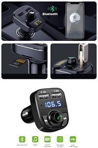Universal Fm Transmitter Cihazı Müzik Mp3 Çalar Bluetooth Araç Kiti Oto Çakmaklık Usb Şarj Cihazı ürün fotoğrafı