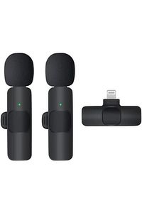 K9 Kablosuz Yaka Mikrofonu Lightning 2'li Mini Mikrofon Youtube Tik Tok 2 Adet ürün fotoğrafı