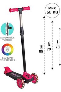 Kız Erkek Çocuk Scooter, Yüksekliği Ayarlanabilir Çocuk Scooter, Led Işıklı Tekerlekler ürün fotoğrafı