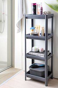Vesken 4 Katlı Banyo Raf Ünitesi Gri Düzenleyici Şampuan Havluluk Deterjan Dolabı ürün fotoğrafı