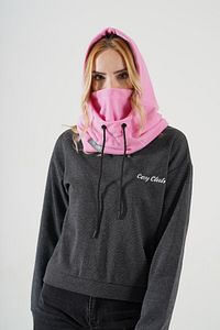 Kadın Pembe Polar Rüzgar Geçirmez Kar Maskesi Balaklava Şapka Atkı Boyunluk Kar Maskesi ürün fotoğrafı
