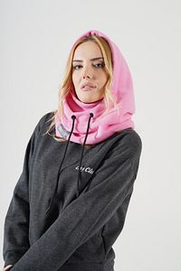 Kadın Pembe Polar Rüzgar Geçirmez Kar Maskesi Balaklava Şapka Atkı Boyunluk Kar Maskesi ürün fotoğrafı