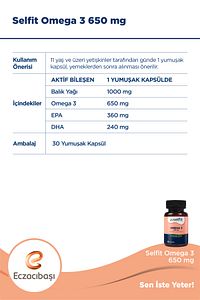 Omega-3 650 mg - 30 Yumuşak Kapsül | Yüksek EPA ve DHA İçeriği ürün fotoğrafı