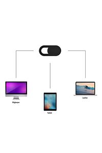 Laptop Tablet Kamera Webcam Kapatıcı Örtücü Sürgülü Kapak 3'lü Siyah ürün fotoğrafı