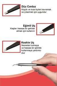 Profesyonel 3'lü Siyah Deri Çantalı Cımbız Seti ürün fotoğrafı