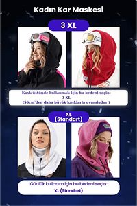 Kadın Fuşya Polar Rüzgar Geçirmez Kar Maskesi Balaklava Şapka Atkı Boyunluk Kar Maskesi ürün fotoğrafı