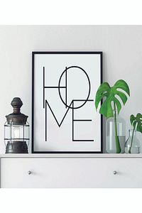 1 Adet Home Yazılı Ahşap Mdf Çerçeve Görünümlü Mdf Tablo ürün fotoğrafı