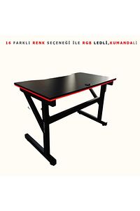 Rgb Ledli Kumandalı Oyuncu Masası 115x65x76 ürün fotoğrafı