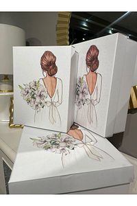 Kolix Gelin Bohçası - Gelin Kutusu - Çeyiz Kutusu- Hediye Seti - Hediye Kutusu 3'lü Set ürün fotoğrafı