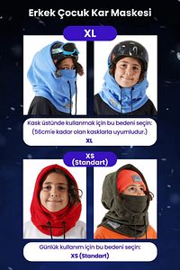 Erkek Çocuk Siyah Polar Balaklava Rüzgar Geçirmez Sıcak Tutan Kar Maskesi ürün fotoğrafı