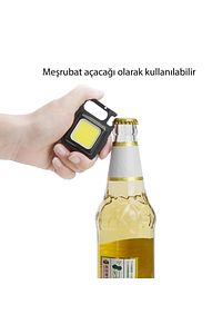 Mini Led El Feneri , Karabinalı, Mıknatıslı , Su Geçirmez , Şişe Açacaklı , Şarjlı 800mah ürün fotoğrafı