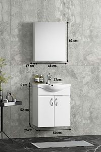 Yıldız 50 cm Beyaz MDF Seramik Lavabolu Asma Banyo Dolabı Takımı ürün fotoğrafı