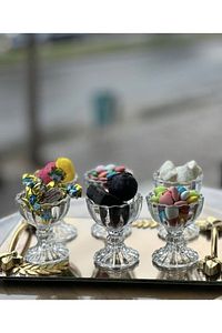 6 lı Ayaklı Mini Kahve Yanı Lokumluk Şekerlik İkramlık ürün fotoğrafı