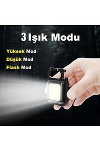 Mini Led El Feneri , Karabinalı, Mıknatıslı , Su Geçirmez , Şişe Açacaklı , Şarjlı 800mah ürün fotoğrafı