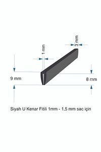 U Kenar Fitili Siyah 1 mm - 1,5 mm Sac Için Sac Kenar Fitili - U Fitil - 10 Metre Yumuşak Pvc ürün fotoğrafı