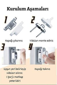 Beyaz 1 Adet Çelik Halatlı Kablolu Pvc Pencere Emniyet Çocuk Güvenlik Kilidi ürün fotoğrafı