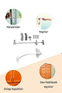 Beyaz 1 Adet Çelik Halatlı Kablolu Pvc Pencere Emniyet Çocuk Güvenlik Kilidi ürün fotoğrafı