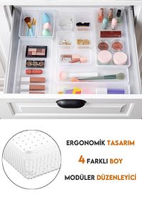 12'li Dolap İçi Takı Makyaj Organizer - Çekmece İçi Düzenleyici Set Şeffaf ürün fotoğrafı