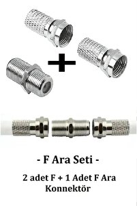 F Ara Seti, 2 Adet F + 1 Adet F Ara Konnektörü Anten Kablolarını Birleştirir Ek Yapar ürün fotoğrafı